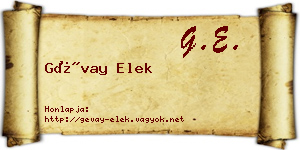 Gévay Elek névjegykártya